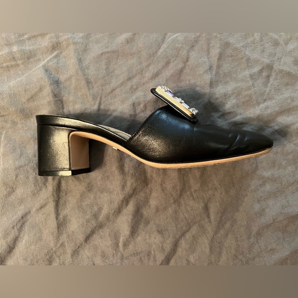 Gucci— Madelyn Malaga Crystal Square G Leather Mules 35 / 36 Block Heel - Picture 13 of 16